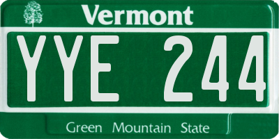 VT license plate YYE244