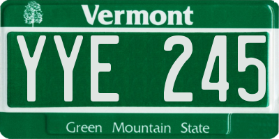 VT license plate YYE245