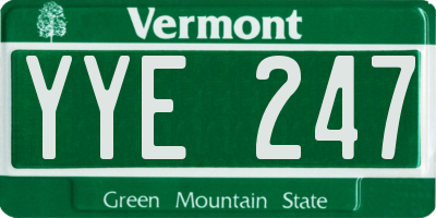 VT license plate YYE247