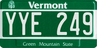 VT license plate YYE249