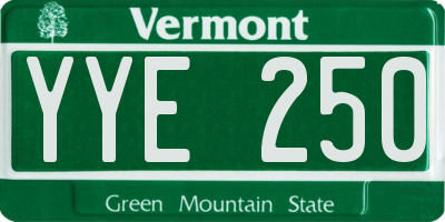 VT license plate YYE250