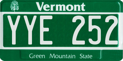 VT license plate YYE252