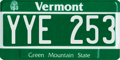 VT license plate YYE253