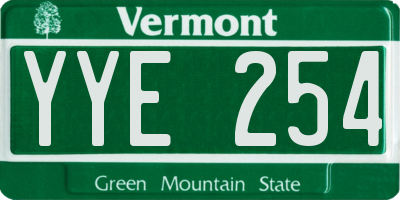 VT license plate YYE254