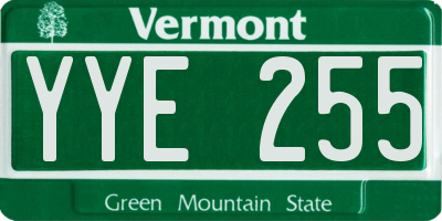 VT license plate YYE255