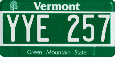 VT license plate YYE257