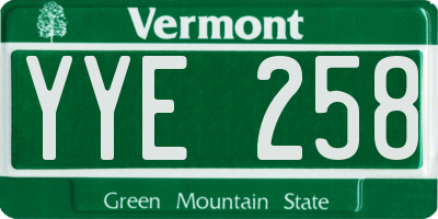 VT license plate YYE258