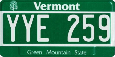 VT license plate YYE259