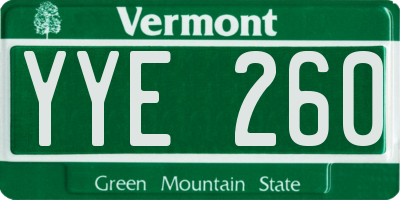 VT license plate YYE260