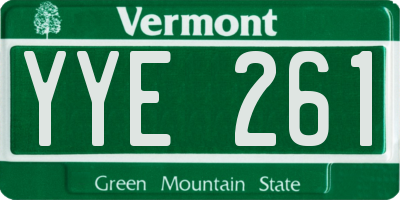 VT license plate YYE261