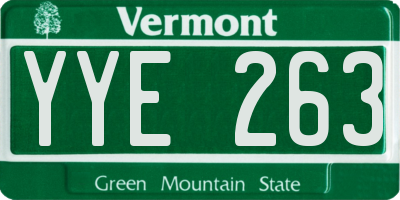 VT license plate YYE263