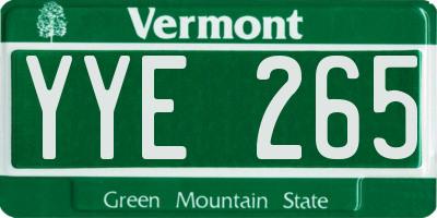 VT license plate YYE265