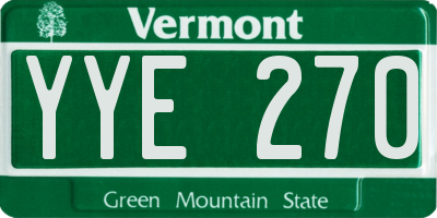VT license plate YYE270