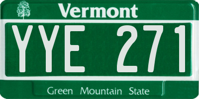 VT license plate YYE271