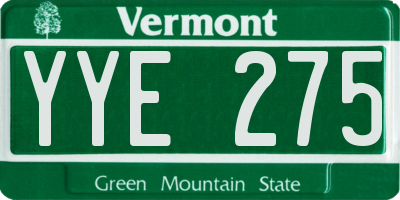 VT license plate YYE275