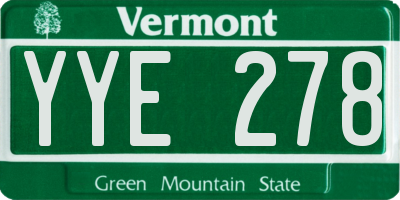 VT license plate YYE278