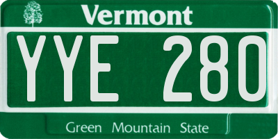 VT license plate YYE280