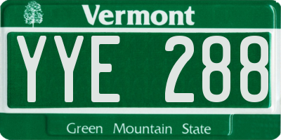 VT license plate YYE288