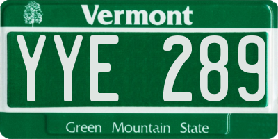 VT license plate YYE289