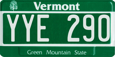 VT license plate YYE290