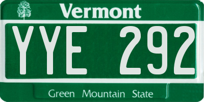 VT license plate YYE292