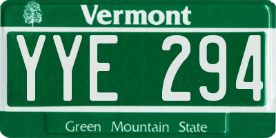 VT license plate YYE294