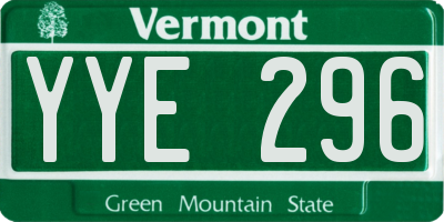 VT license plate YYE296