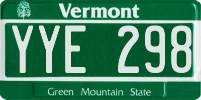 VT license plate YYE298