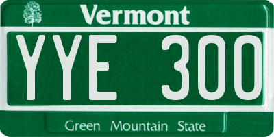 VT license plate YYE300