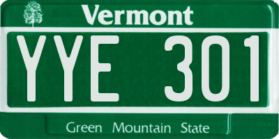 VT license plate YYE301