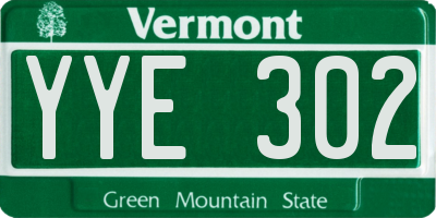 VT license plate YYE302