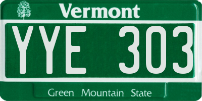 VT license plate YYE303