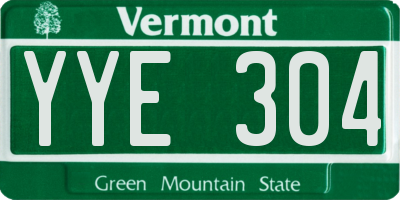 VT license plate YYE304