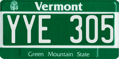 VT license plate YYE305