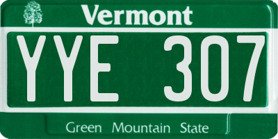 VT license plate YYE307