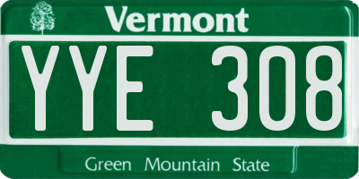 VT license plate YYE308