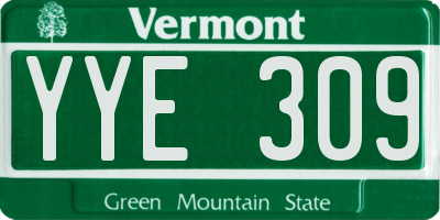 VT license plate YYE309