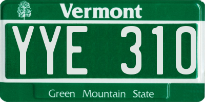 VT license plate YYE310