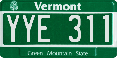 VT license plate YYE311