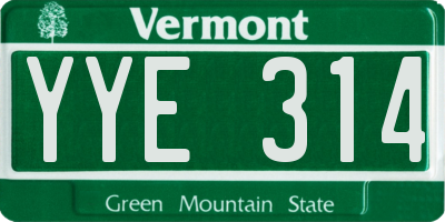 VT license plate YYE314
