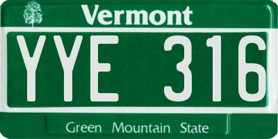 VT license plate YYE316