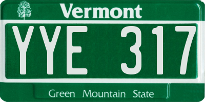 VT license plate YYE317