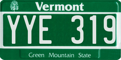 VT license plate YYE319