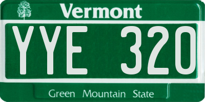 VT license plate YYE320