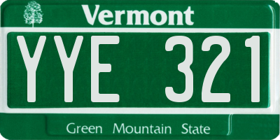 VT license plate YYE321