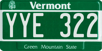 VT license plate YYE322