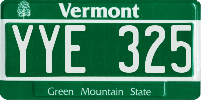 VT license plate YYE325