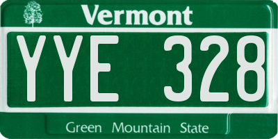 VT license plate YYE328