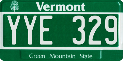 VT license plate YYE329