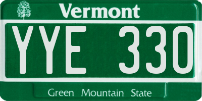 VT license plate YYE330